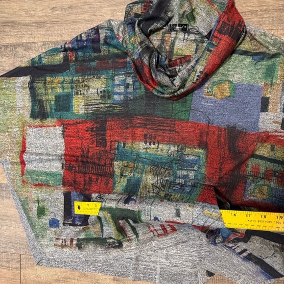 Inoah Cowl Neck Tunic Top Medium Bat Wing Sleeve Wearable Art Lagenlook City - Picture 8 of 8